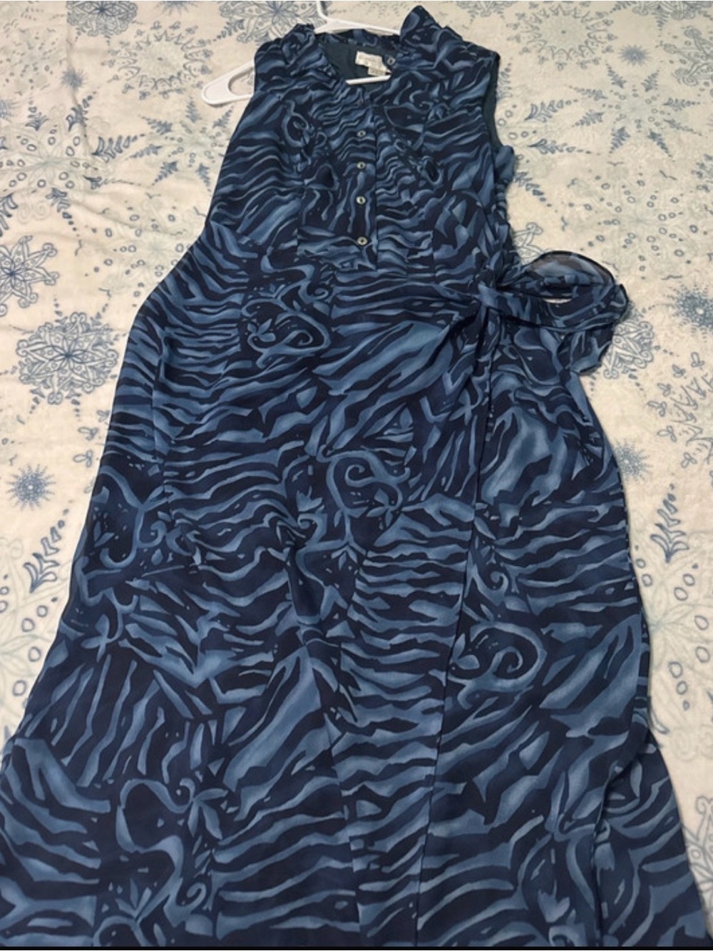 Casual Corner Blue Navy Printed Maxi Dress
